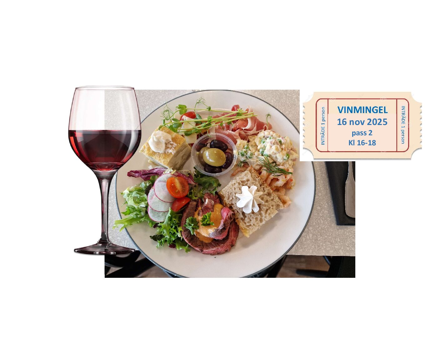 Inträde Vinmingel Pass 2 den 16 november 2025 + Tapastallrik (inkl dryck)