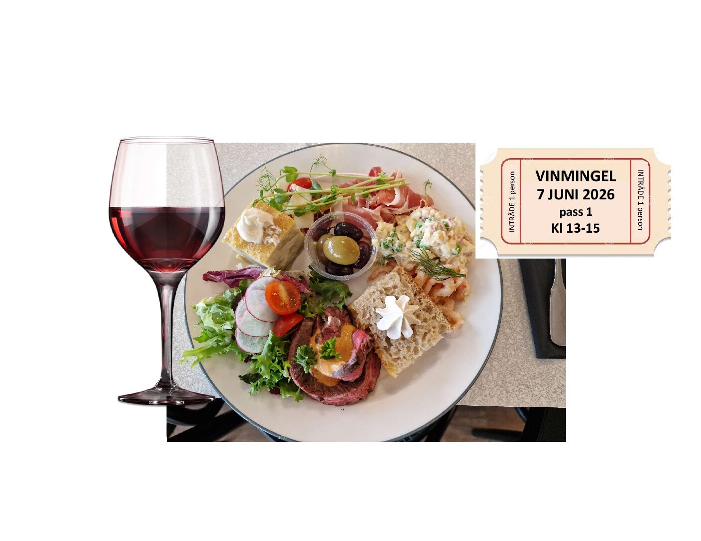 Inträde Vinmingel Pass 1 den 7 juni 2026 + Tapastallrik (inkl dryck)